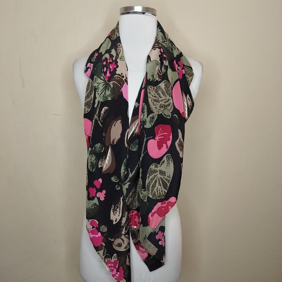Saville Row 100% Silk Floral Scarf 39" X 40 " - Picture 6 of 8
